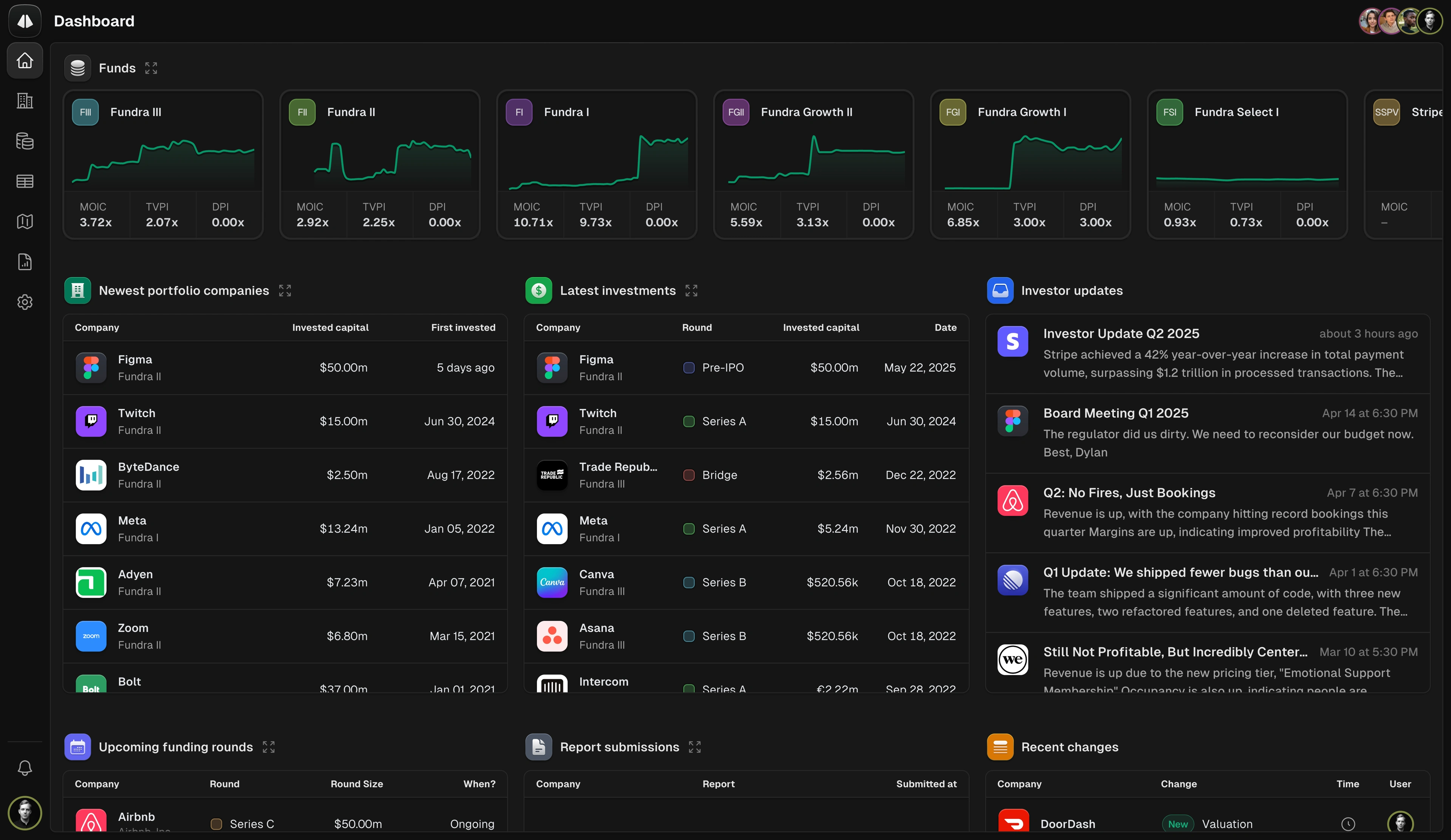 preview of the app's dashboard page