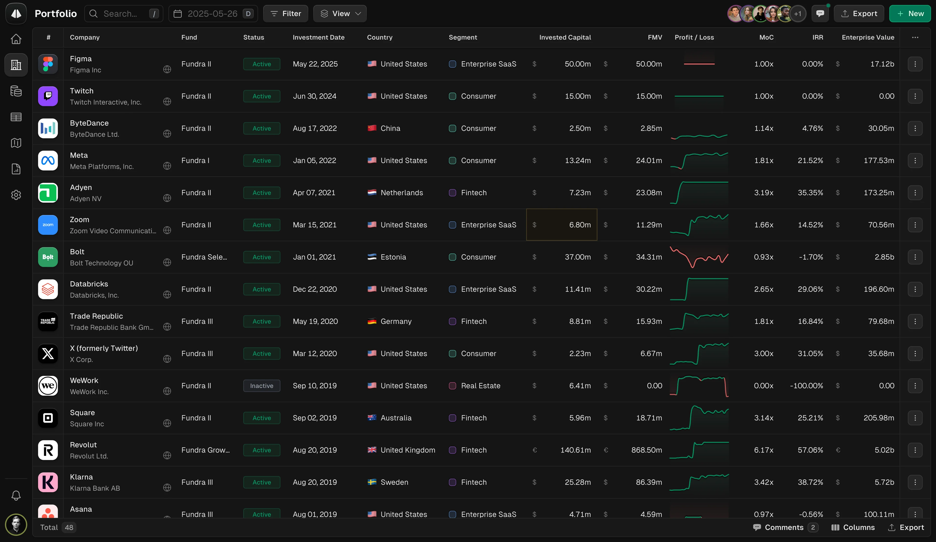 preview of the app's portfolio page